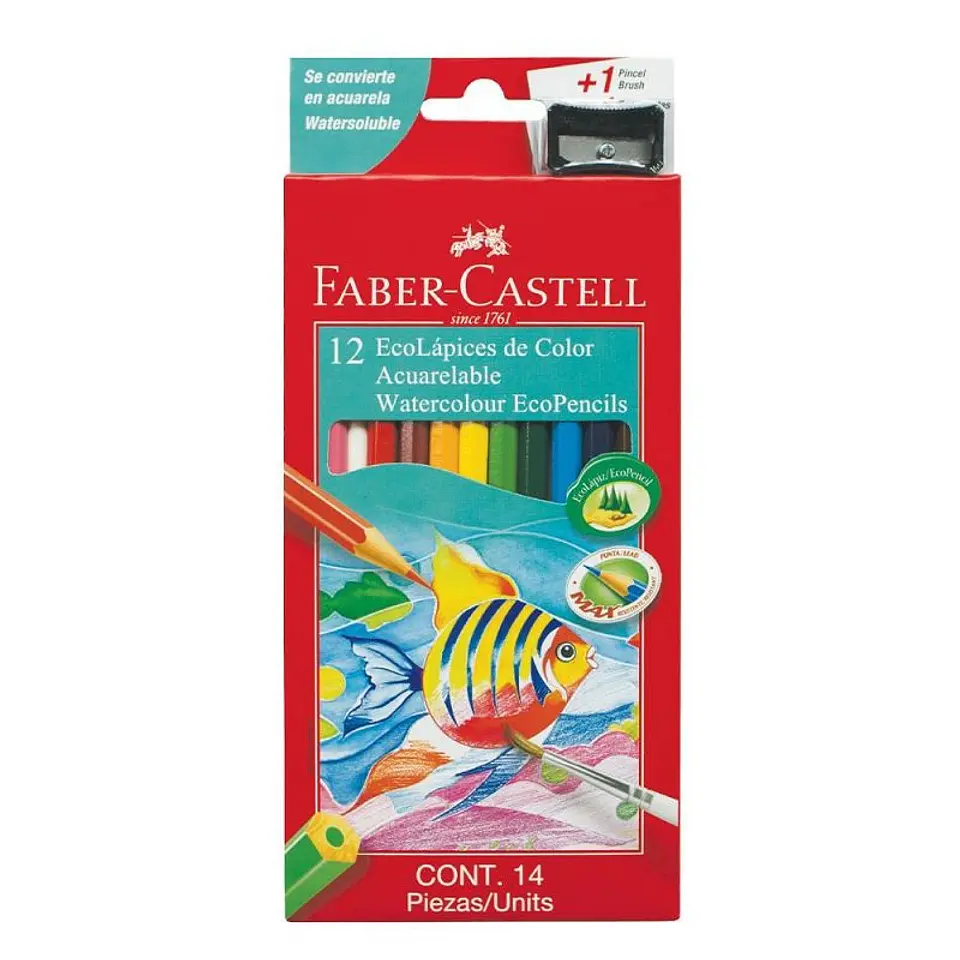 Lapiz Color Faber Castell Acuarelables Ecolapiz X12u. Largo 1