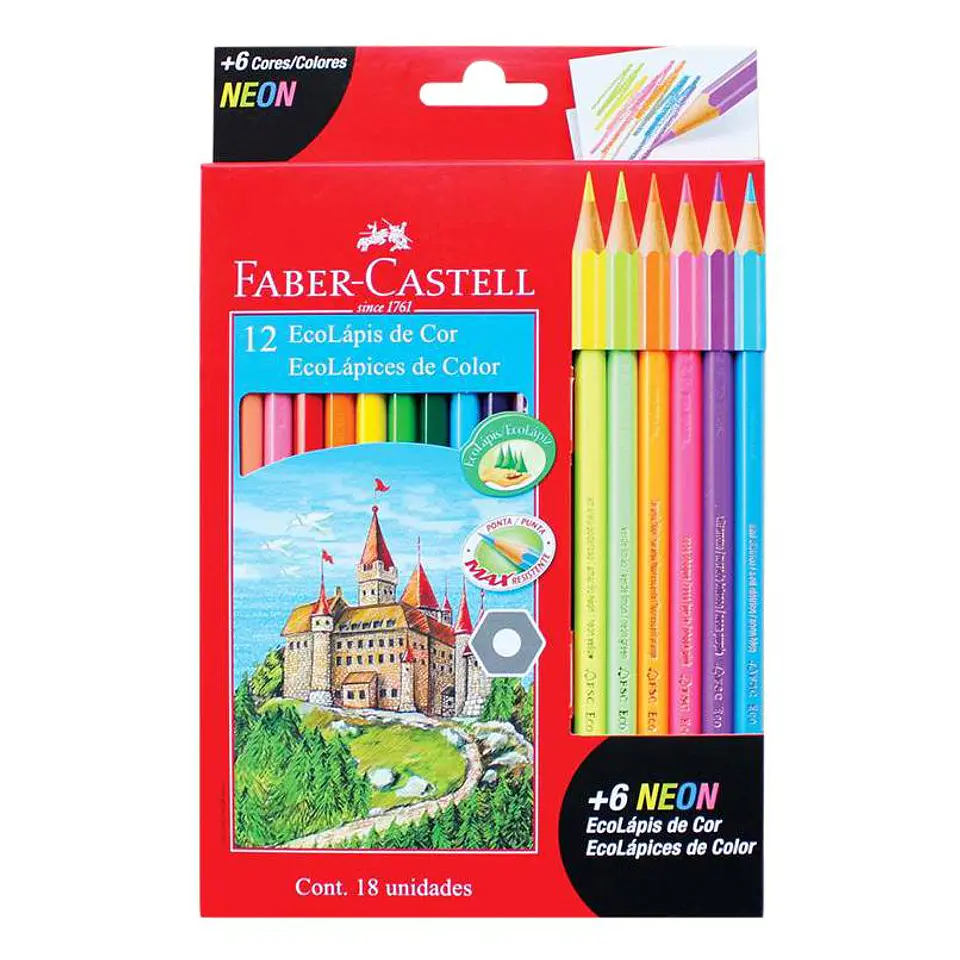 Lapiz Color Faber Castell Ecolapiz X12u. + 6u.neon 1