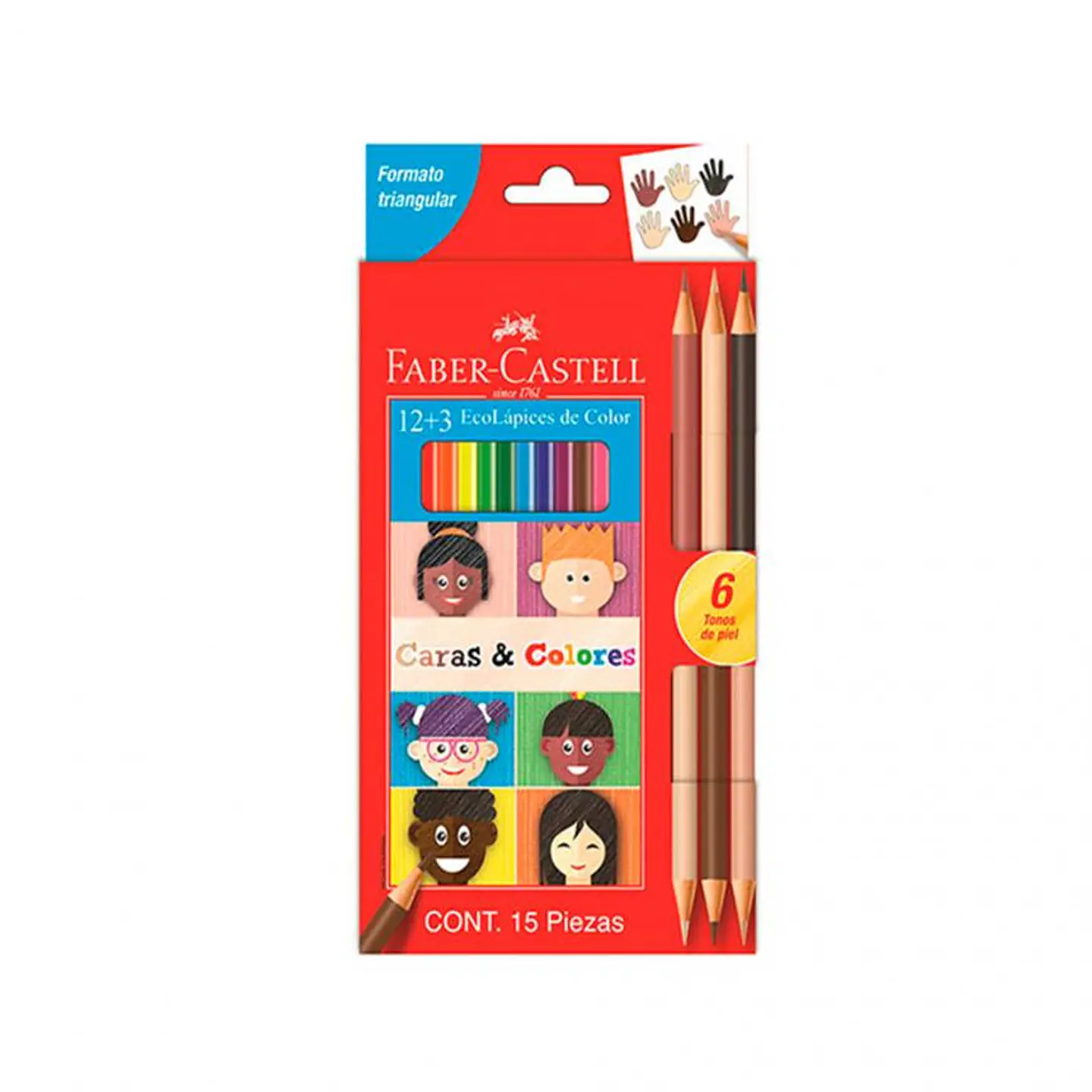 Lapiz Color Faber Castell X12u. Largos Caras Y Colores + 3 Bicolor 1