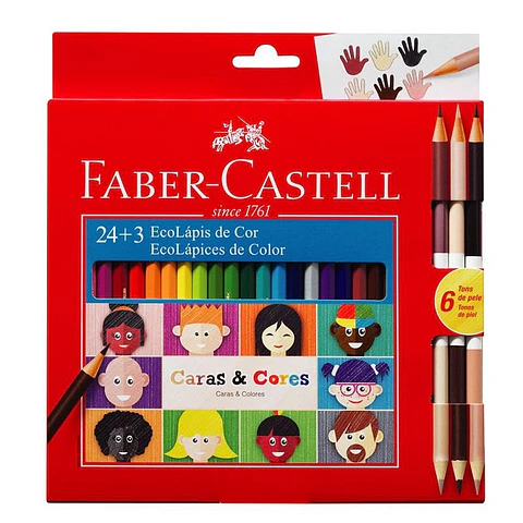 Lapiz Color Faber Castell X24u. Largos Caras Y Colores + 3 Bicolor