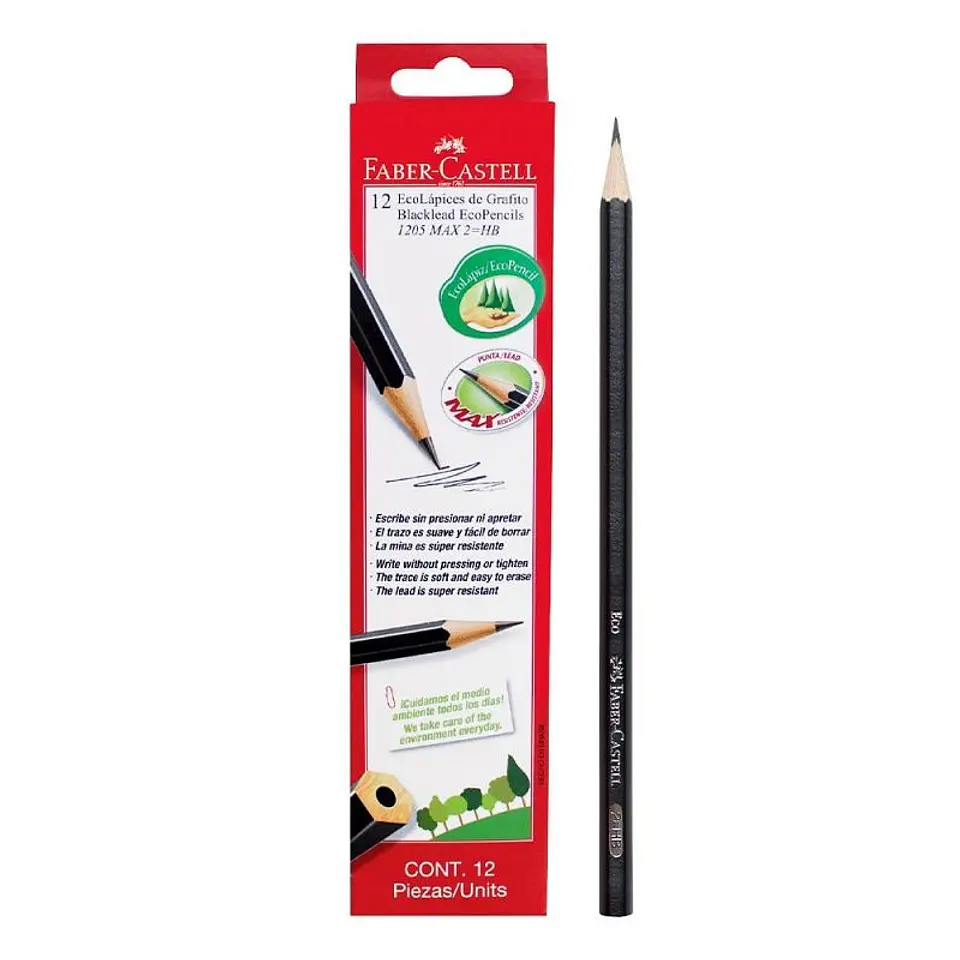 Lapiz Grafito Faber Castell 1205 Nº2 Hb Ecologico X 12u. 1