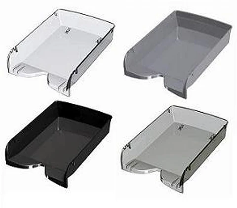 Bandeja Pizzini 1 Piso A4 Autoapilable Humo/negro/cristal