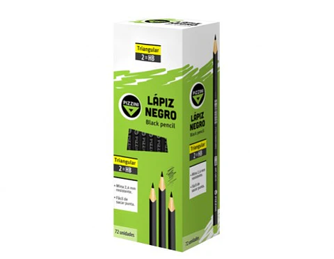 Lapiz Negro Pizzini Triangular Hb Largos X 72u.