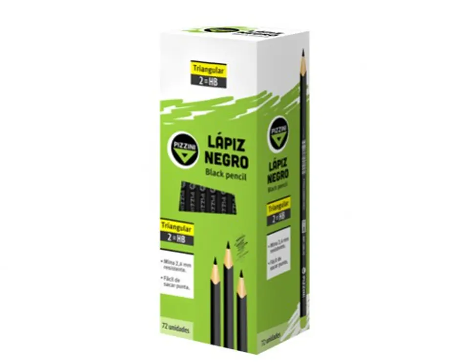 Lapiz Negro Pizzini Triangular Hb Largos X 72u. 1