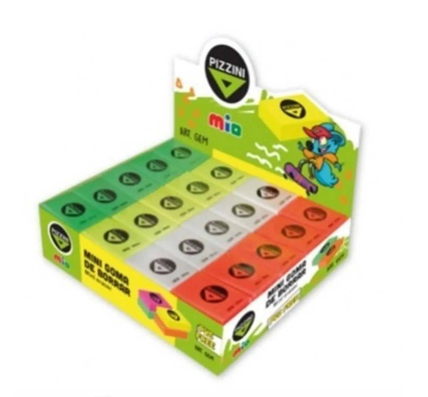 Goma De Borrar Pizzini Escolar Mini V/colores X60u. 1