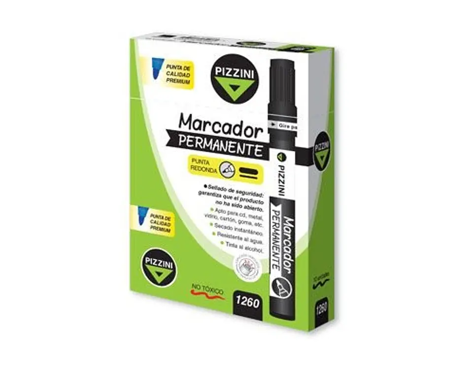 Marcador Permanente Pizzini Az/ne/ro/ve 1