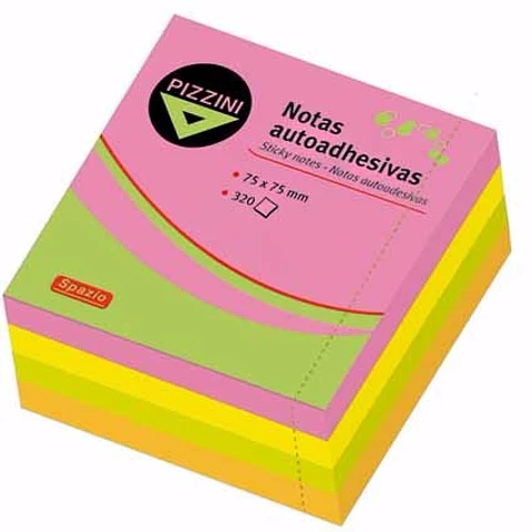 Notas Adhesivas Pizzini 75x75 X 320hjs Fluo