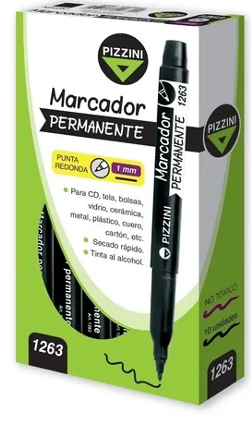 Marcador Permanente Pizzini Pta Redonda 1mm V/colores 1