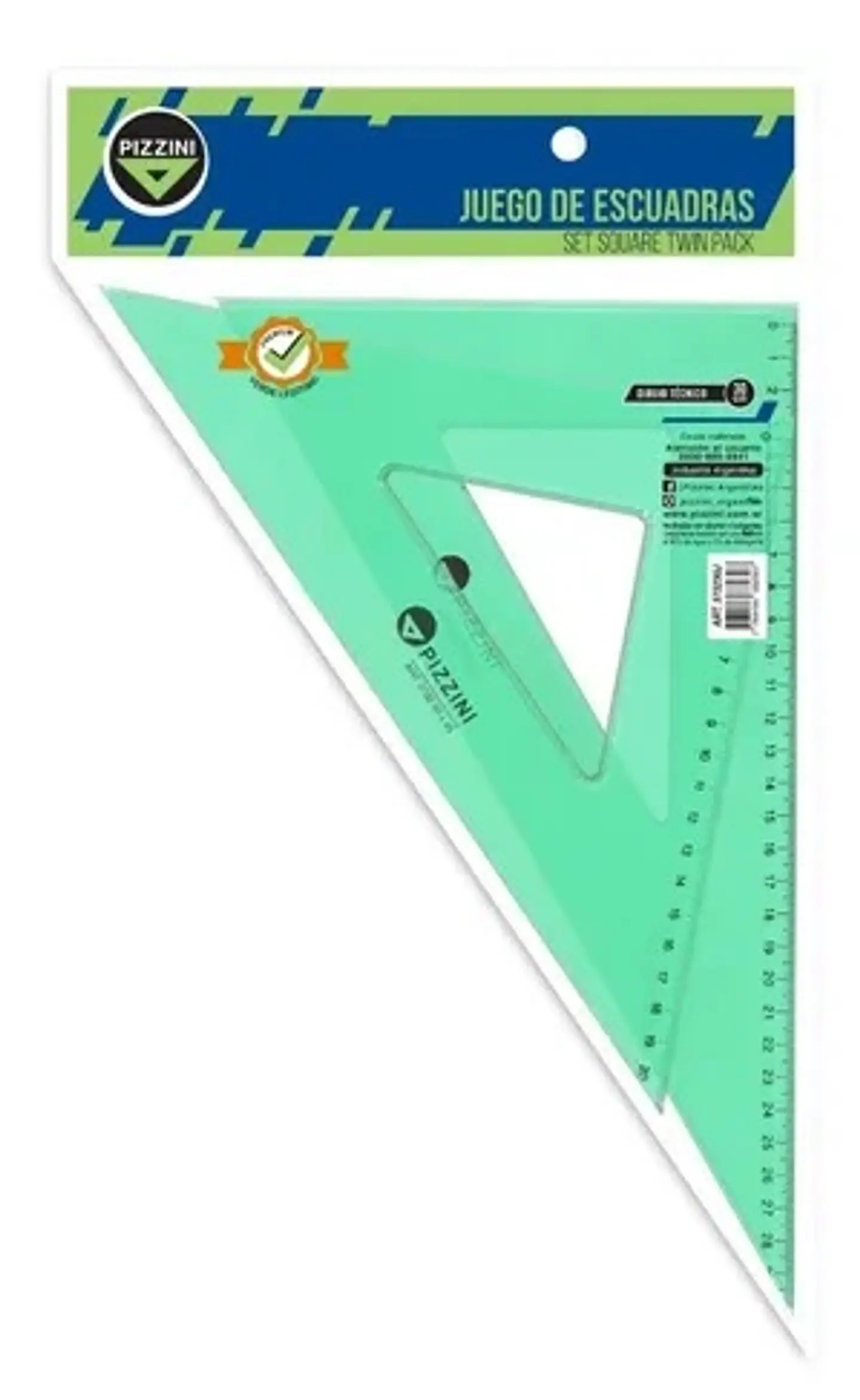 Set Escuadra Pizzini 30cmx60 + 30cmx45 1