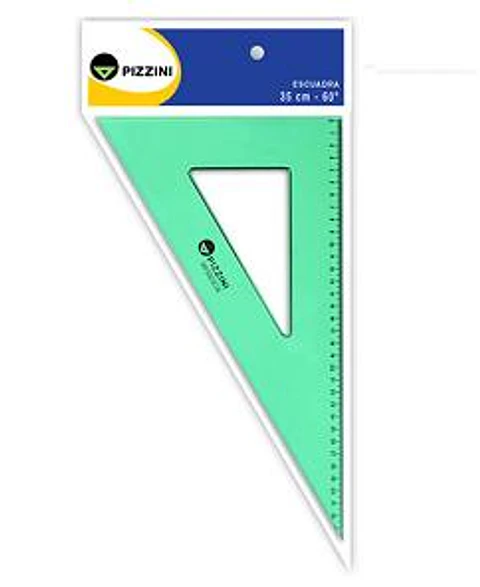 Escuadra Pizzini Estudio Verde Transparente 35cm X 60°