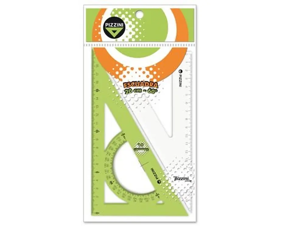 Escuadra Escolar Pizzini 20cm X 60° X 10u. 1