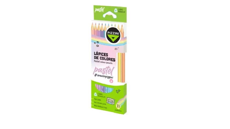 Lapiz Color Pizzini Pastel X 10u. Largos Triangular 1