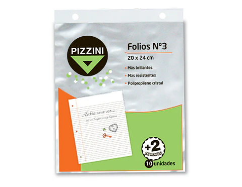 Folio Pizzini Escolar Pp 40mic X 100u. Desplegados.