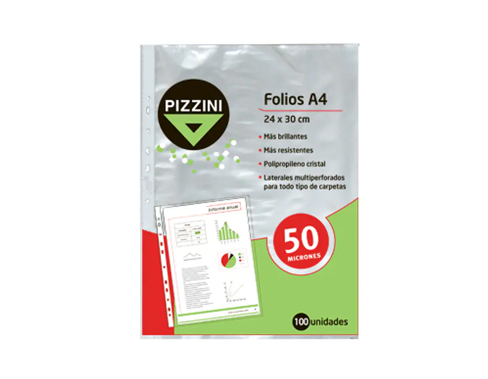 Folio Pizzini Extra Cristal A4 Pp 50mic X 100u. Desplegados. 1