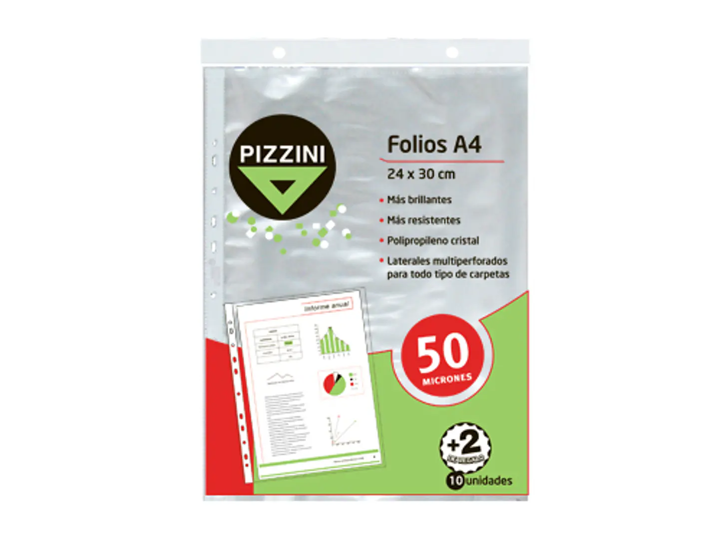Folio Pizzini Extra Cristal A4 Pp 50mic X 10u. Desplegados. 1