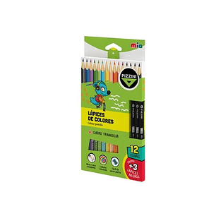 Lapiz Color Pizzini Triangular X12u. + 3 Negros