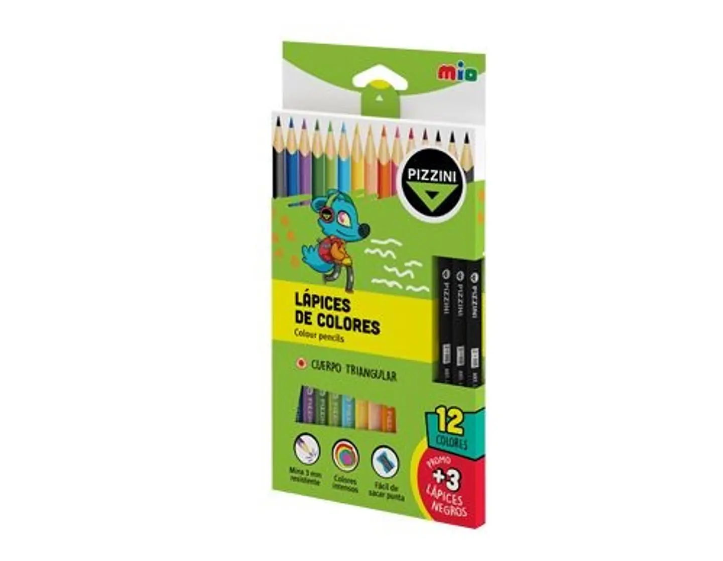 Lapiz Color Pizzini Triangular X12u. + 3 Negros 1