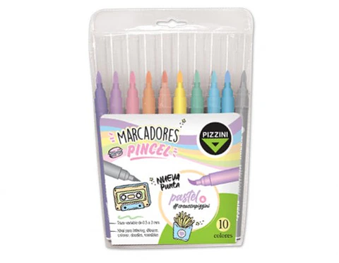 Marcador Pizzini Punta Pincel X 10u. Pastel