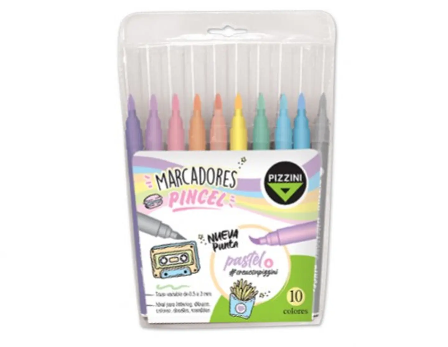 Marcador Pizzini Punta Pincel X 10u. Pastel 1