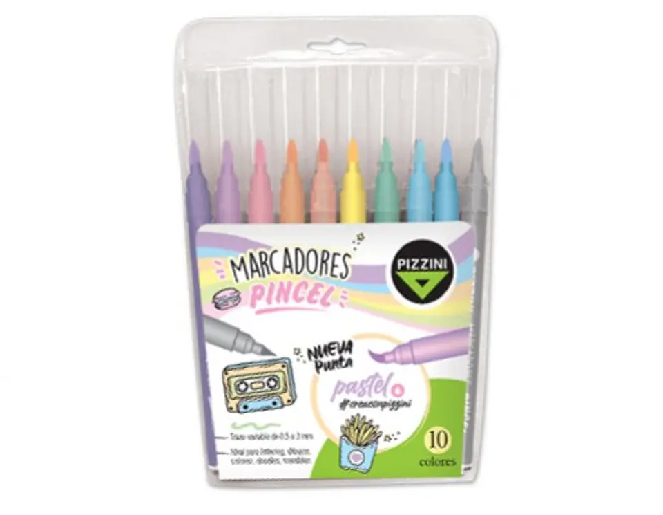 Marcador Pizzini Punta Pincel X 10u. Pastel 1