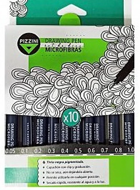 Microfibras Drawing Pen Pizzini Medidas Surtidas X10