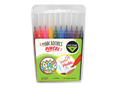 Marcador Pizzini Punta Pincel X 10u. V/colores