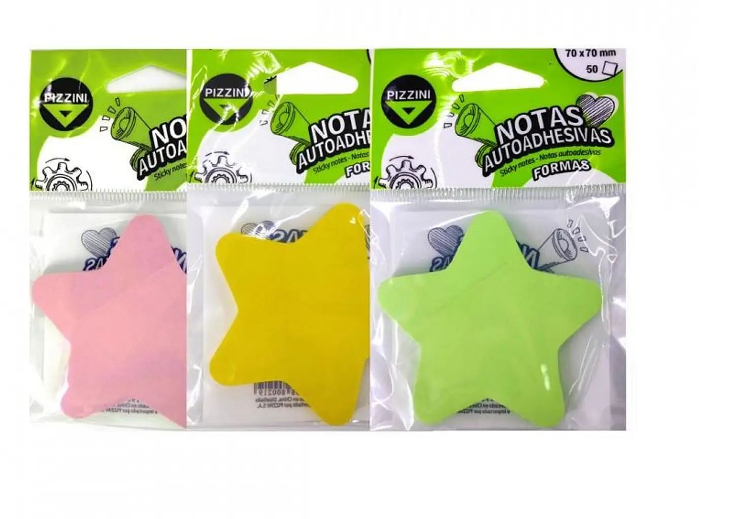 Notas Adhesivas Pizzini Estrella 70x70 Pastel X 50 Hjs. V/colores 1