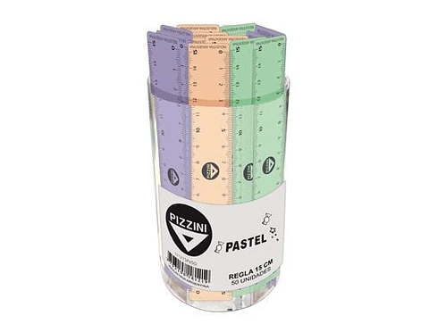 Regla Pizzini Escolar X 15cm Pote Surtido Pastel