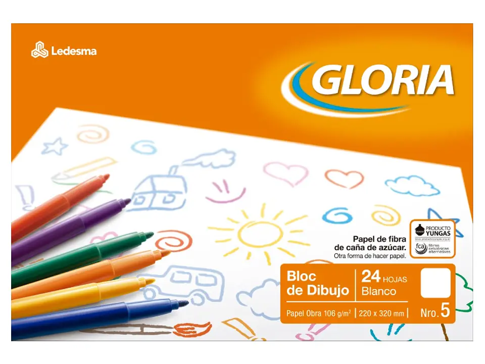 Block De Dibujo Gloria N°5 Blanco X 24h. 1