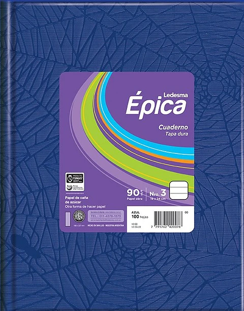 Cuaderno Epica Numero 3 Forrado 90gr T/c X48h