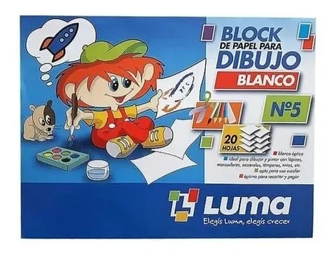 Block De Dibujo Luma N°5 Blanco X 20h.
