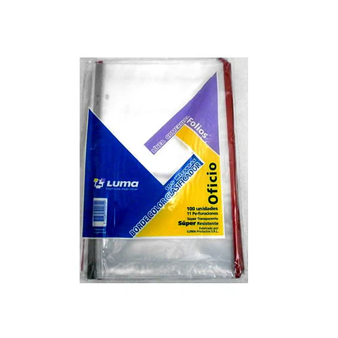 Folio Luma Oficio Pesado C/borde Color X100u. Polietileno
