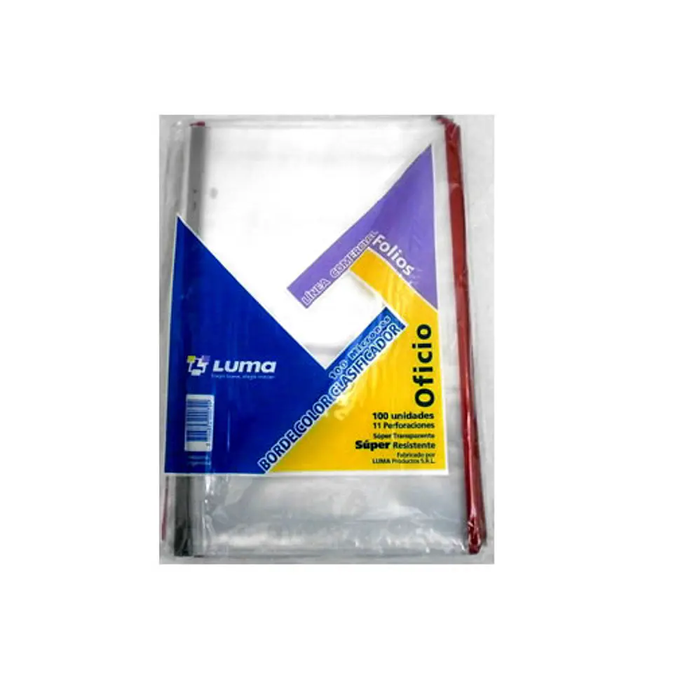 Folio Luma Oficio Pesado C/borde Color X100u. Polietileno 1