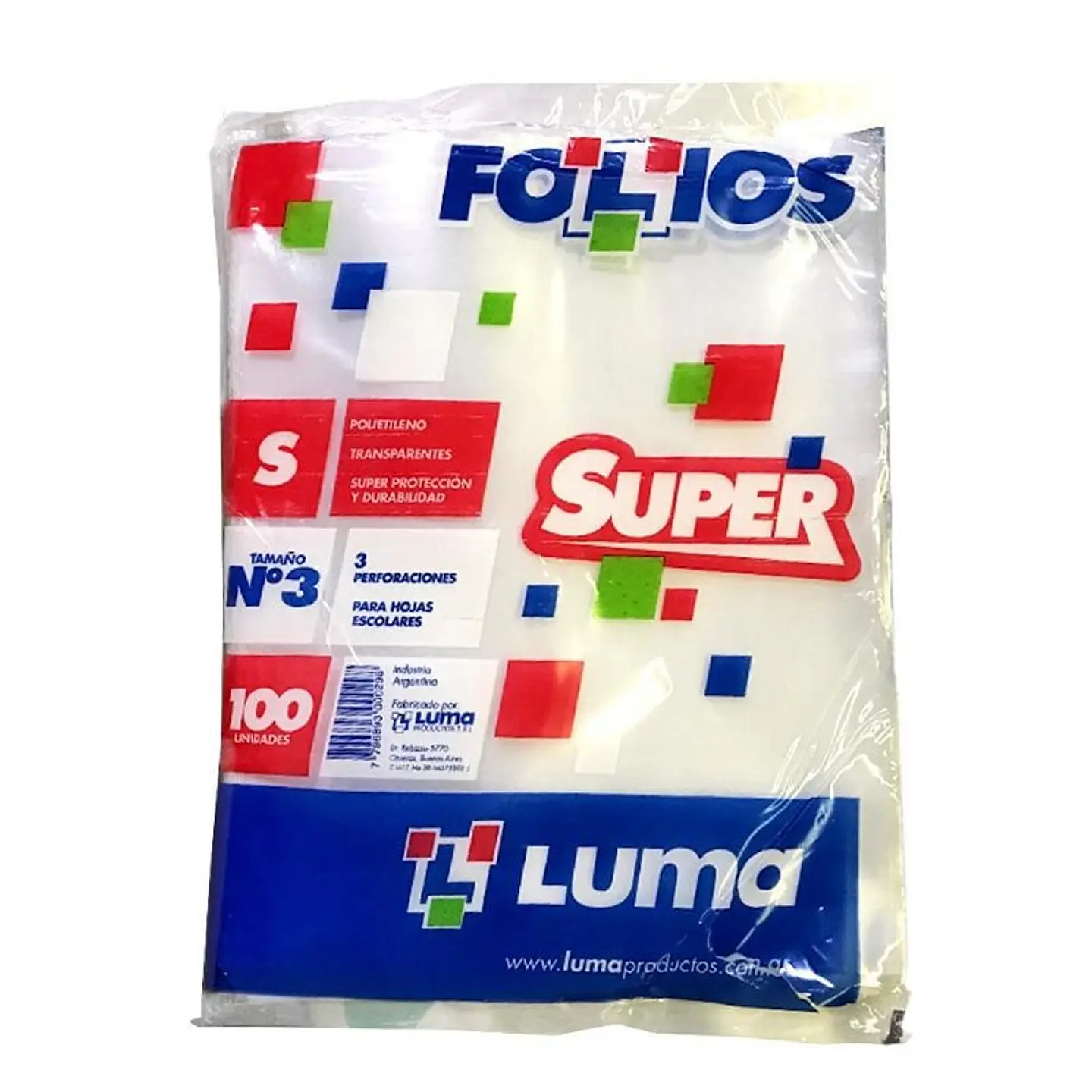 Folio Luma Escolar Pesado X100u. Polietileno 1
