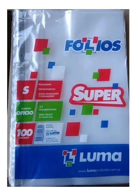 Folio Luma Oficio Pesado X100u. Polietileno