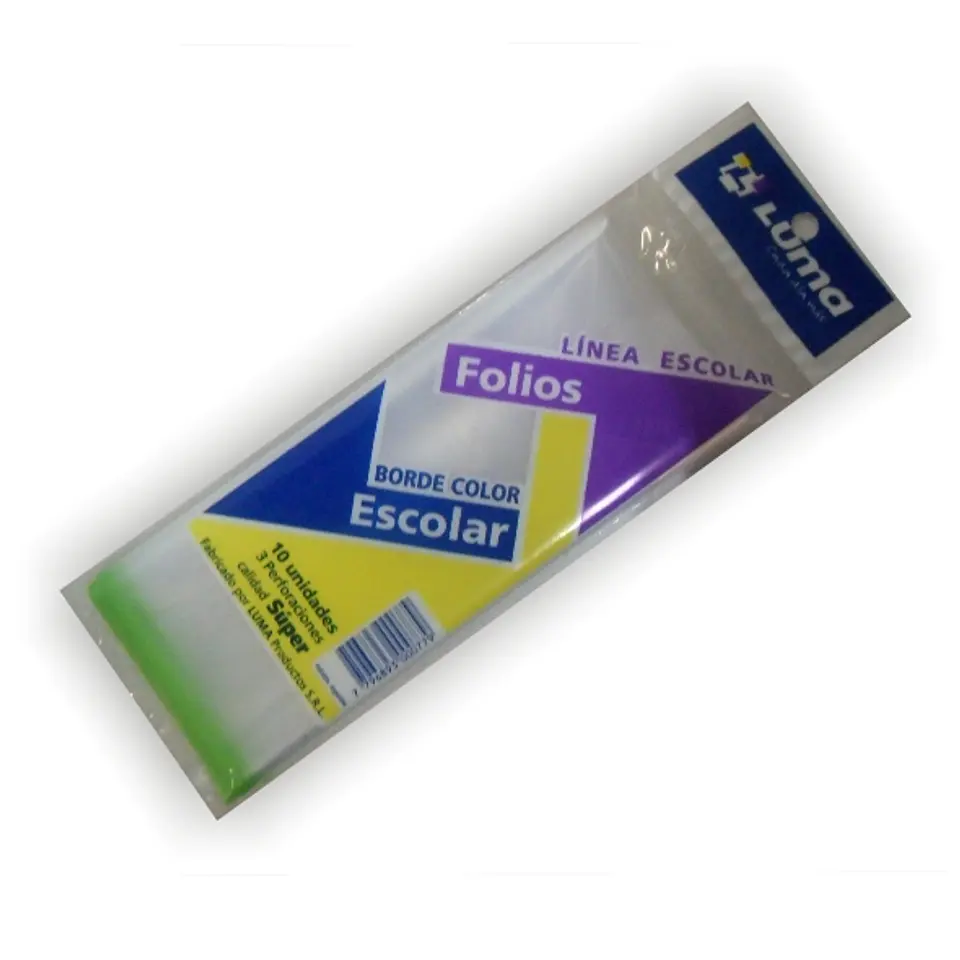 Folio Luma Escolar Pesado C/borde Color X10u. 1