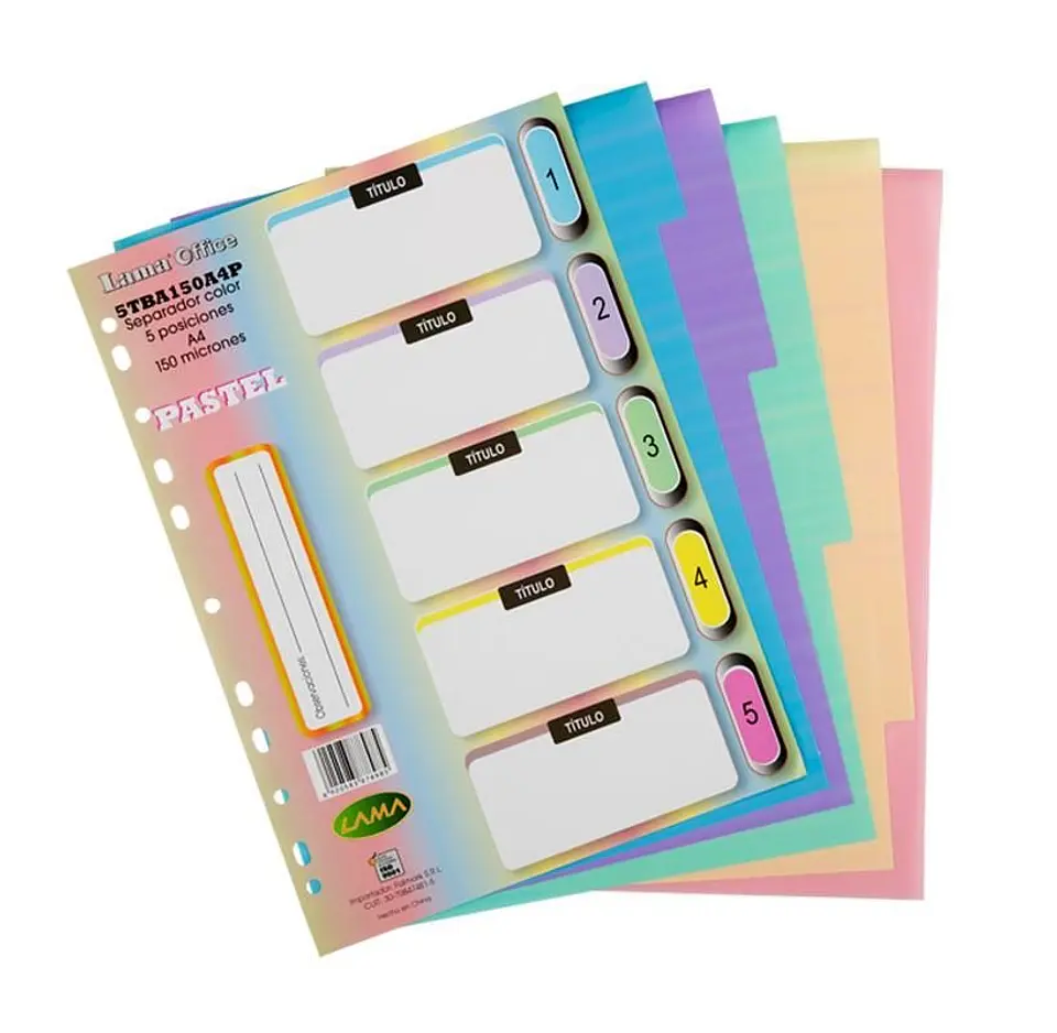 Separador Lama A4 Pvc 5 Pos. Pastel 1
