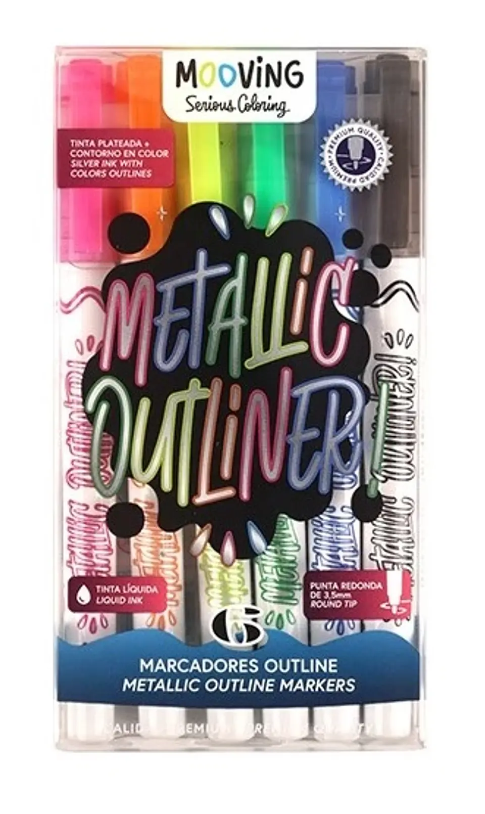 Marcador Mooving Outliner Metalico X6u Punta Redonda (3022006) 1