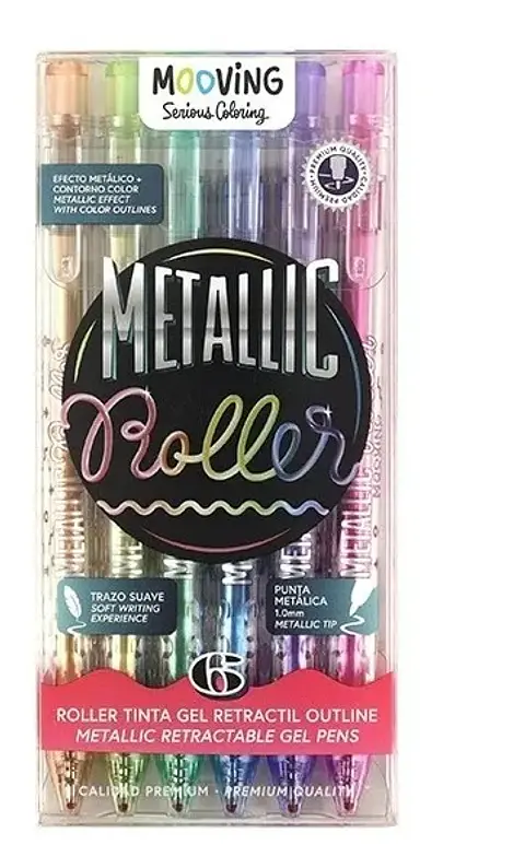 Roller Mooving Outliner Tinta Gel Retractil Metalico X6u. (3081306)