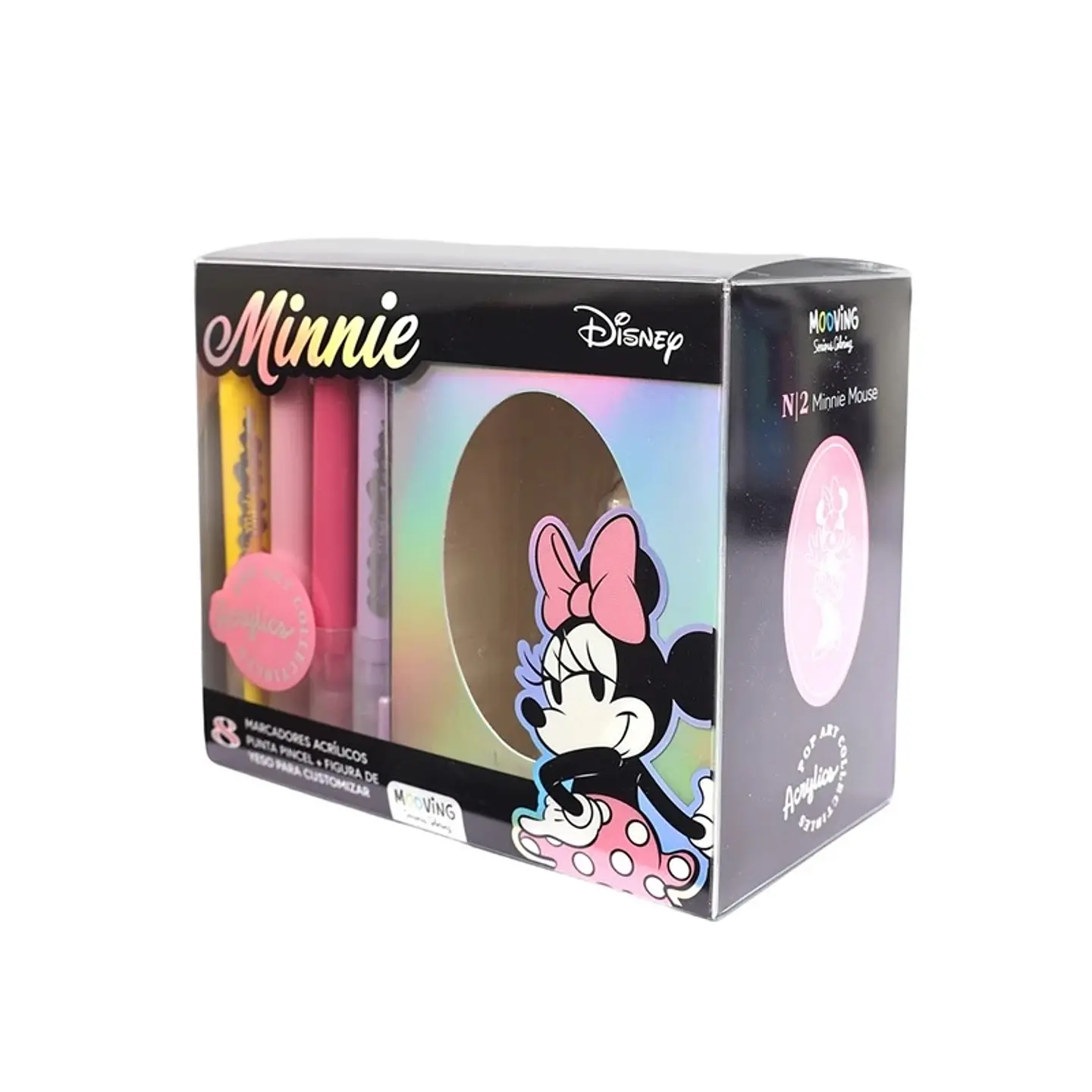 Figura De Yeso Minnie Mouse Mooving Para Colorear + 8 Marcadores De Acrilico Punta Pincel (3112102) 1