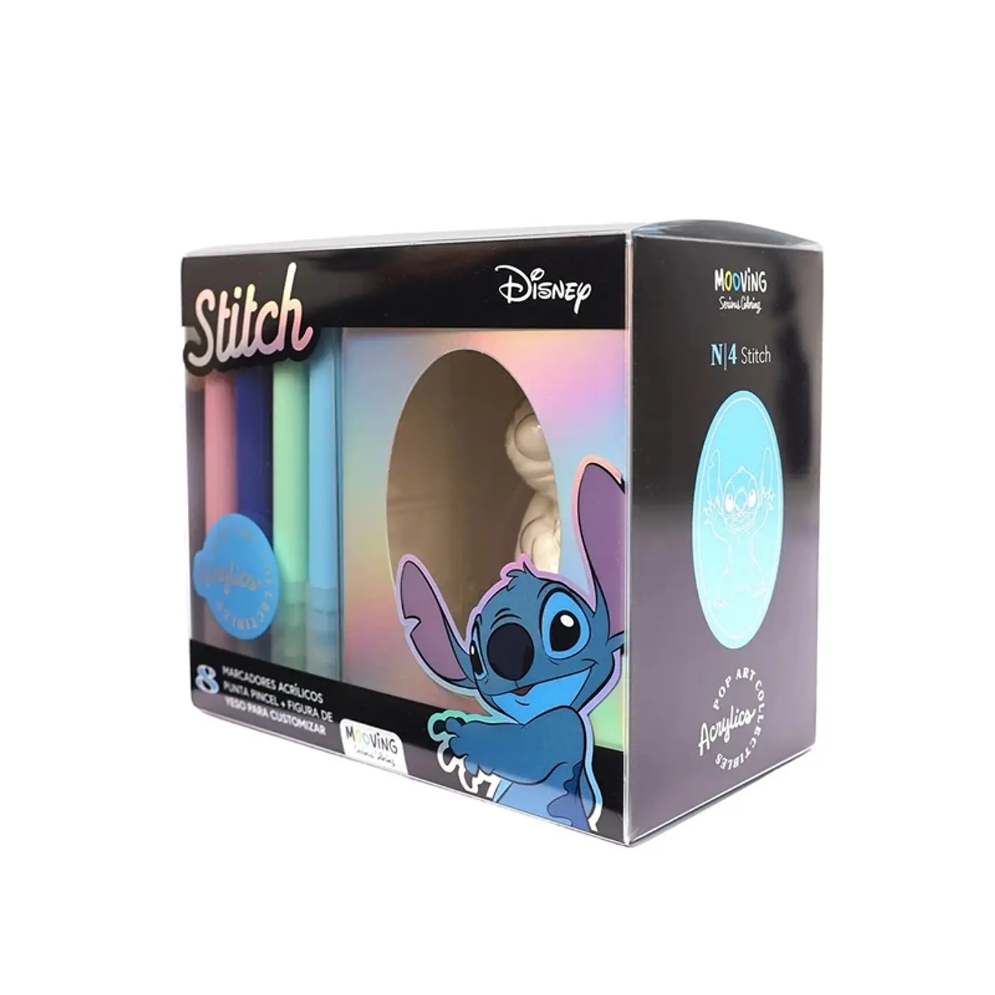Figura De Yeso Stitch Mooving Para Colorear + 8 Marcadores De Acrilico Punta Pincel (3112105) 1
