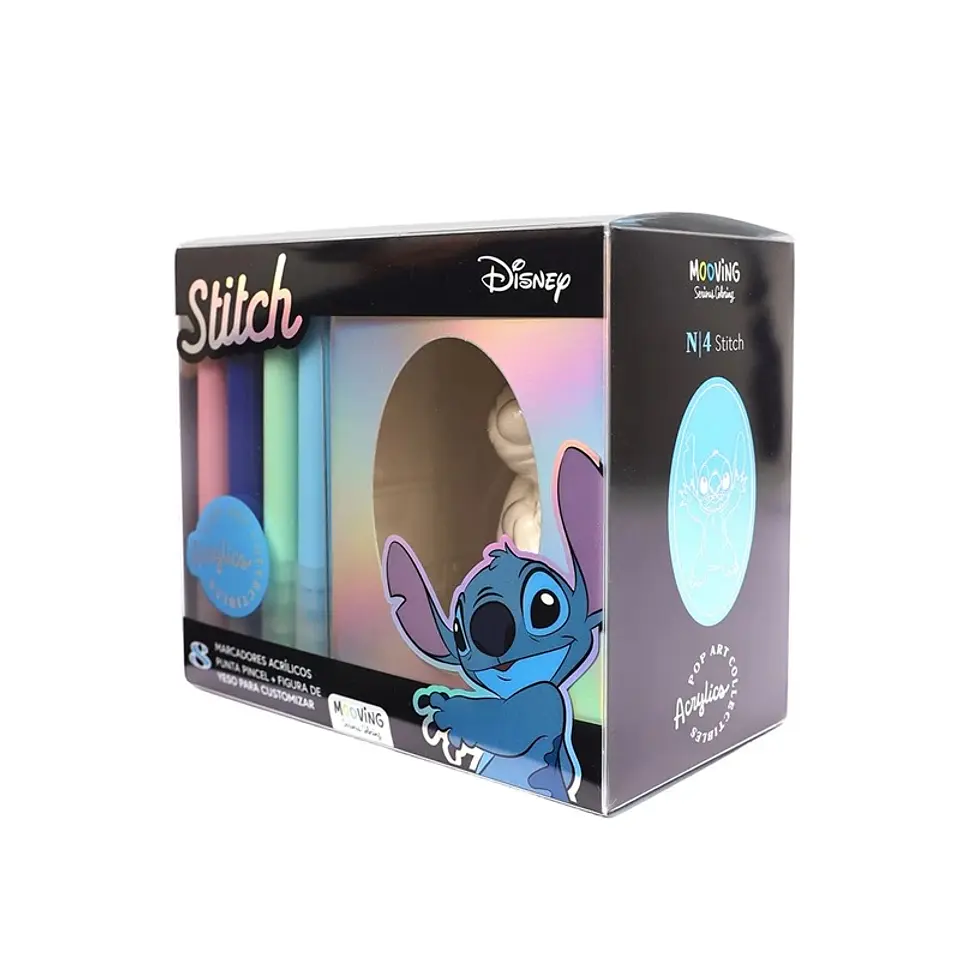 Figura De Yeso Stitch Mooving Para Colorear + 8 Marcadores De Acrilico Punta Pincel (3112105) 1