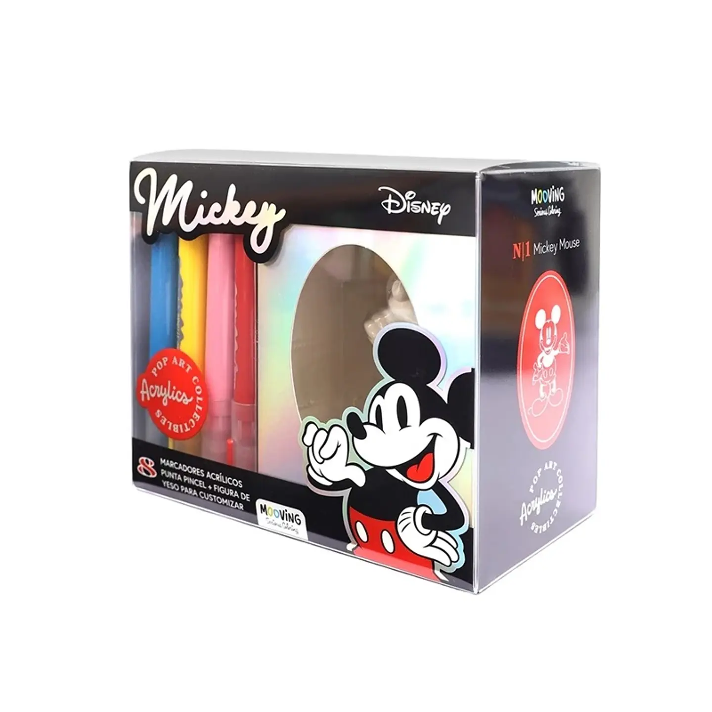Figura De Yeso Mickey Mouse Mooving Para Colorear + 8 Marcadores De Acrilico Punta Pincel (3112101) 1