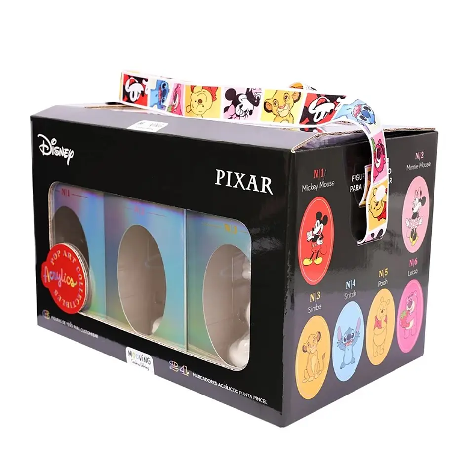 Figuras De Yeso Disney Pixar Mooving Para Colorear + 24 Marcadores De Acrilico Punta Pincel (3112100 1