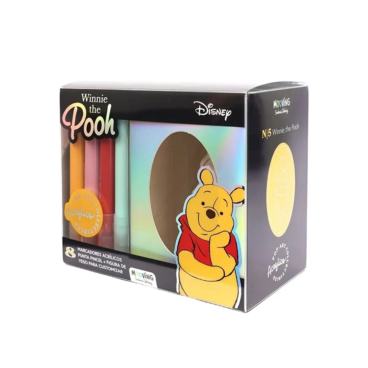 Figura De Yeso Winniw The Pooh Mooving Para Colorear + 8 Marcadores De Acrilico Punta Pincel (311210 1