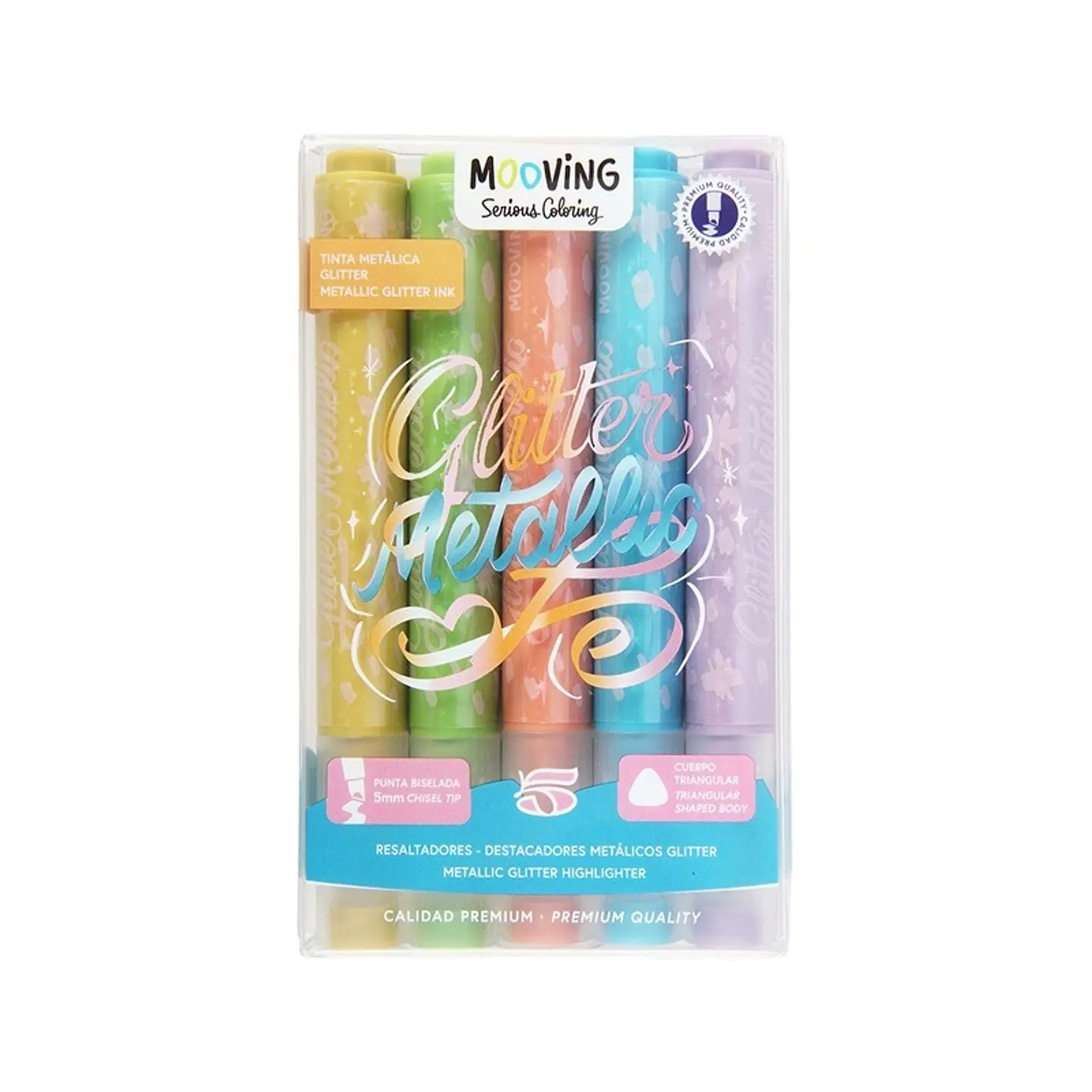 Resaltador Mooving Metalico Glitter Blister X5u (3051605) 1
