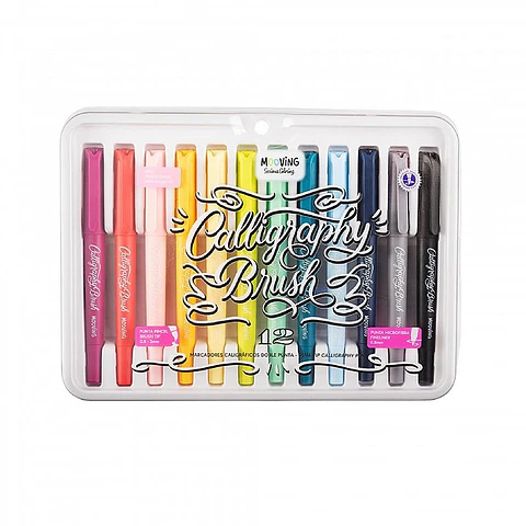 Marcador Mooving Doble Punta Caligraficos Blister X 12 Colores (3032312)