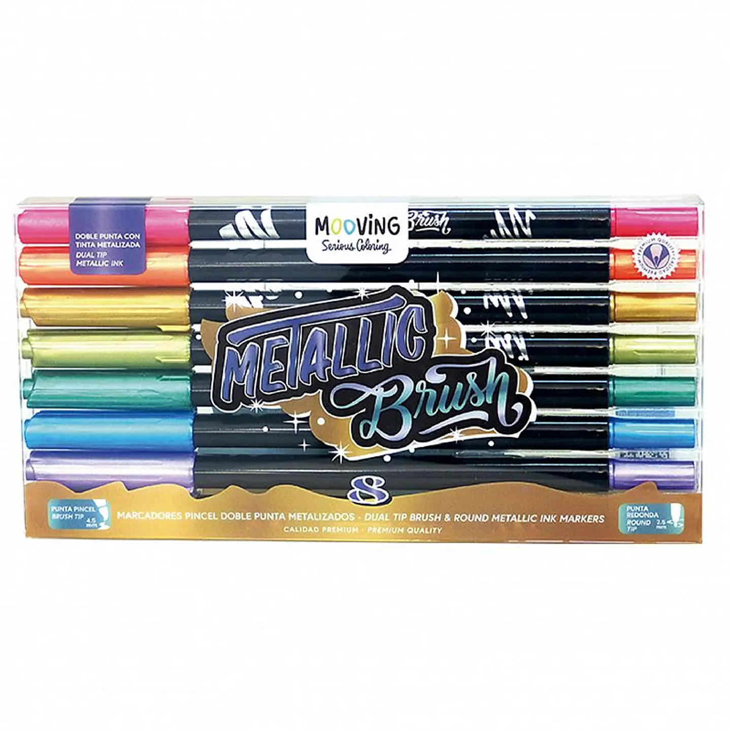 Marcador Mooving Doble Punta Metalicos  Colores X 8u. (3031308) 1