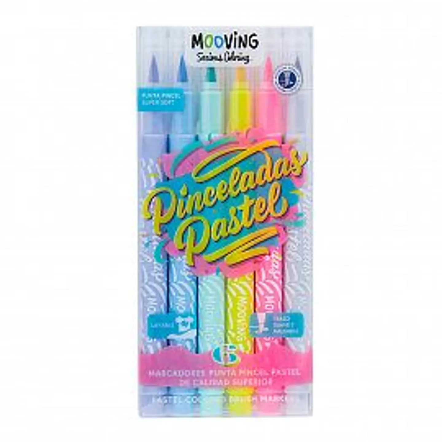 Marcador Mooving Punta Pincel Pastel X 6u. (3031106) 1