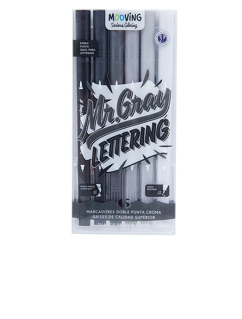 Marcador Mooving Doble Punta Croma Grises X 6u. (3091506)